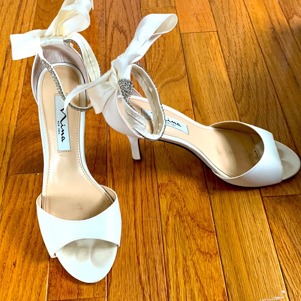 Ivory rhinestone heels